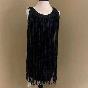 Black Fringe Sleeveless Dress NWOT
